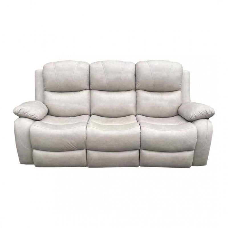 Light Grey Leather Powered Recliner 3 Seater Sofa