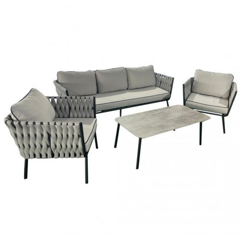 Anna Grey Aluminium &amp; Rope Garden Sofa Set