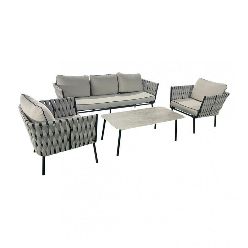 Anna Grey Aluminium &amp; Rope Garden Sofa Set