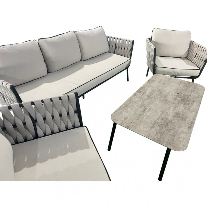 Anna Grey Aluminium &amp; Rope Garden Sofa Set