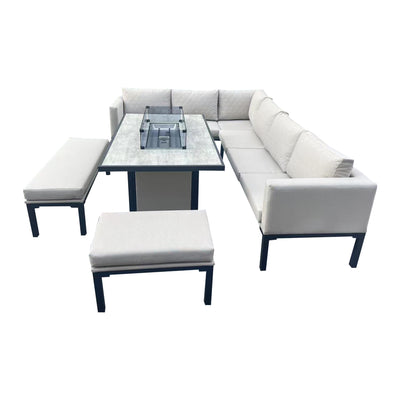 Luxury 5-Piece L-Shaped Outdoor Dining Set in Beige