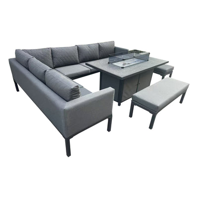 Luxury 5-Piece L-Shaped Outdoor Dining Set in Grey