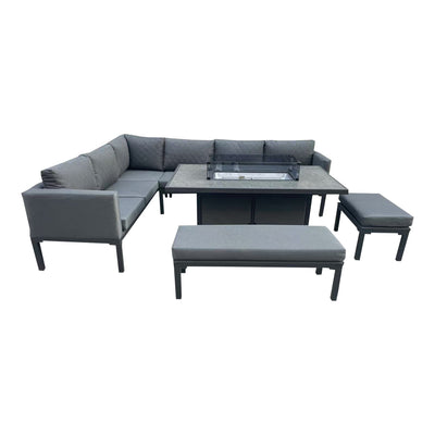 Luxury 5-Piece L-Shaped Outdoor Dining Set in Grey