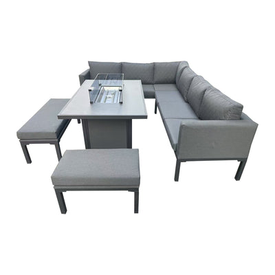 Luxury 5-Piece L-Shaped Outdoor Dining Set in Grey