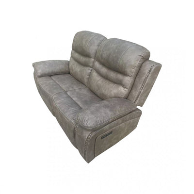 Olive Grey Leather 2-Seater Powered Recliner