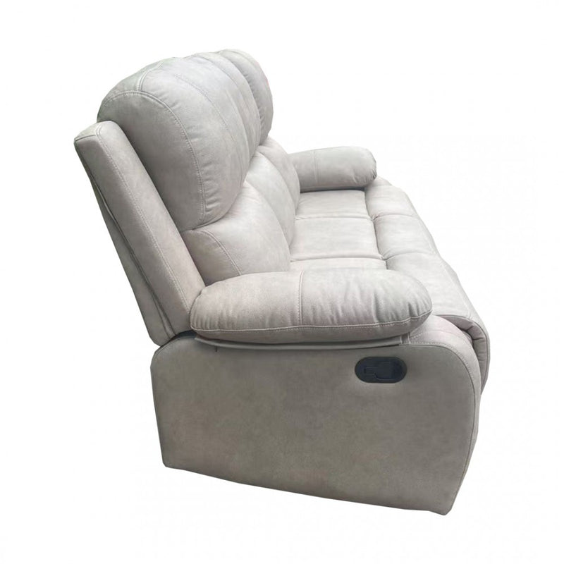 Light Grey Leather Powered Recliner 3 Seater Sofa