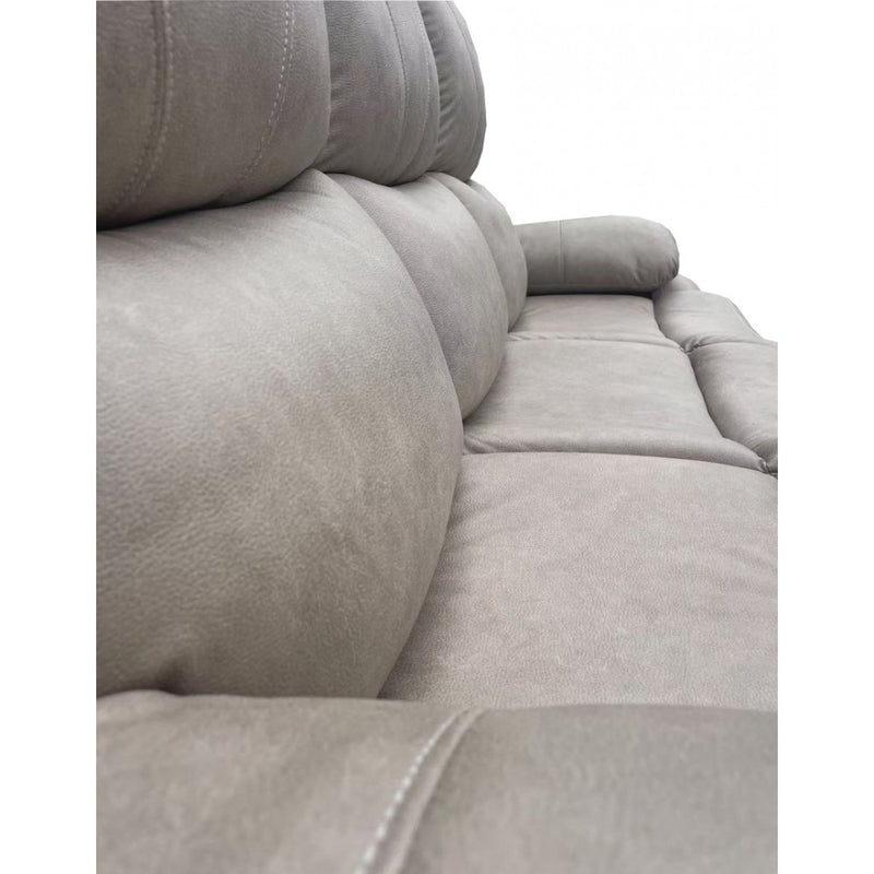 Light Grey Leather Powered Recliner 3 Seater Sofa