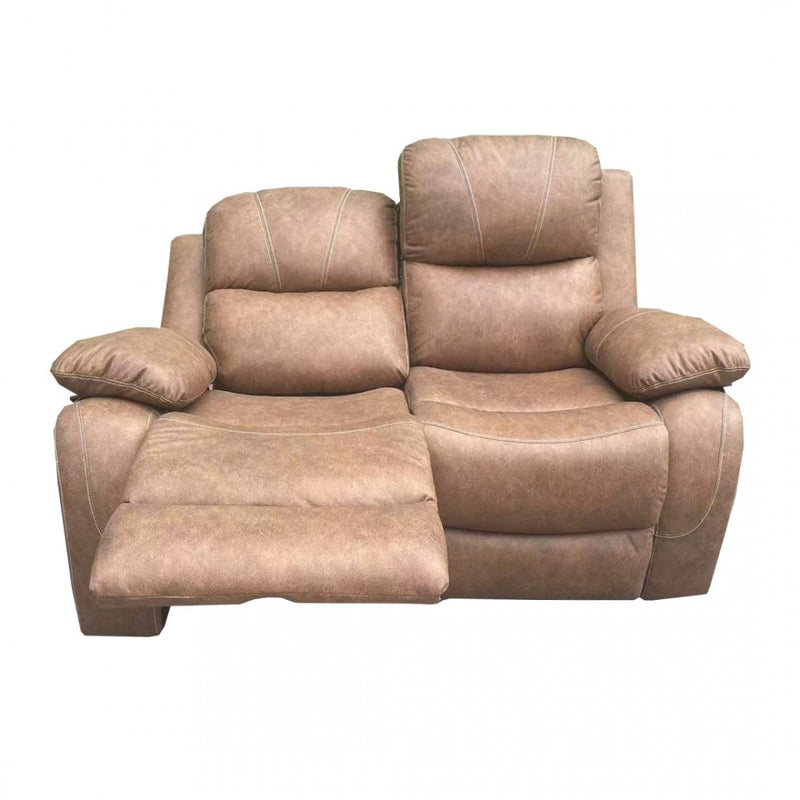 Brown Leather Powered Recliner 2 Seater Sofa