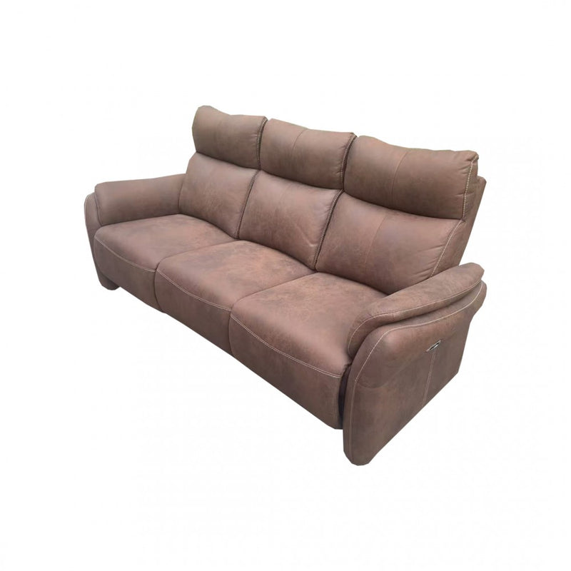 Brown Leather 3-Seater Zero Gravity Power Recliner