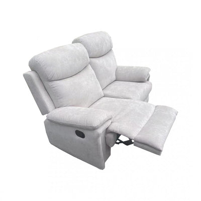 Light Grey Fabric 2-Seater Powered Recliner with High Back