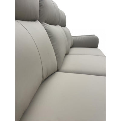 Light Cream Leather 3-Seater Powered Recliner with High Back