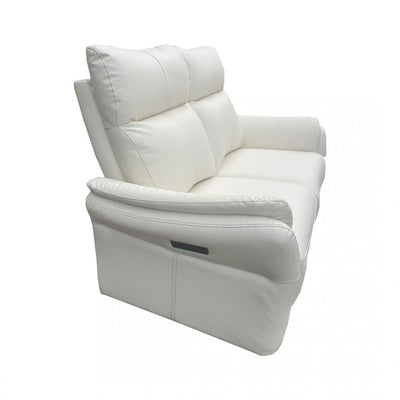 Light Cream Leather 2-Seater Powered Recliner with High Back