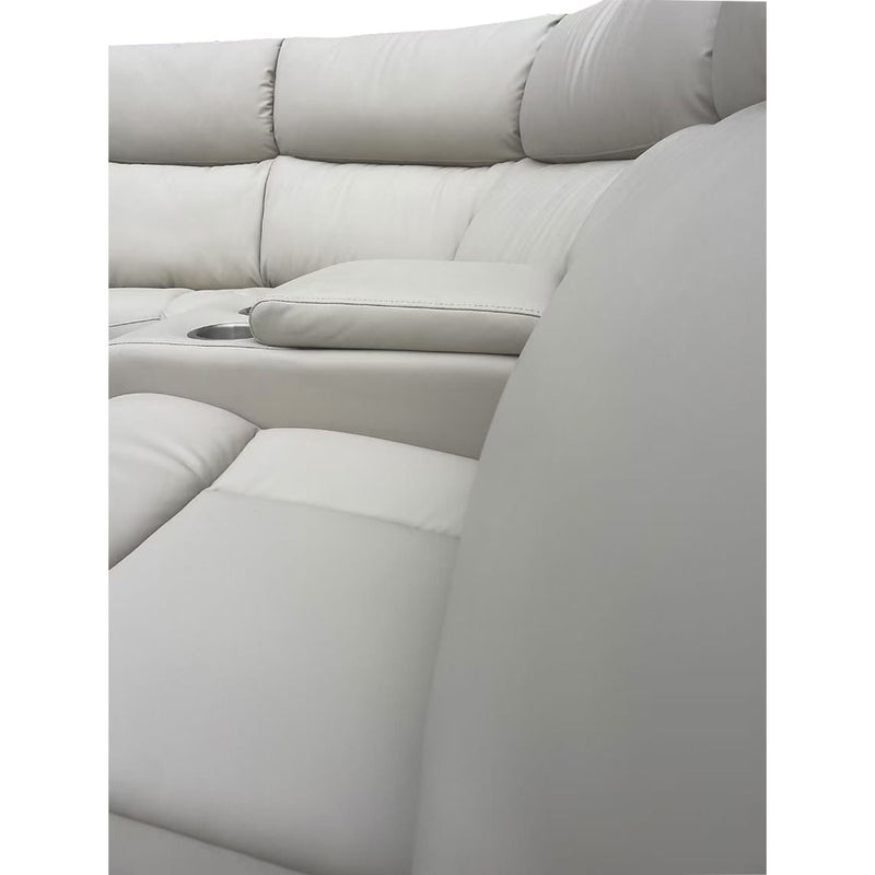 Luxury Light Cream Leather Corner Sofa with Powered Recliners