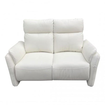 Light Cream Leather 2-Seater Powered Recliner with High Back