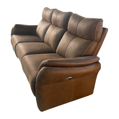 Brown Leather 3-Seater Zero Gravity Power Recliner