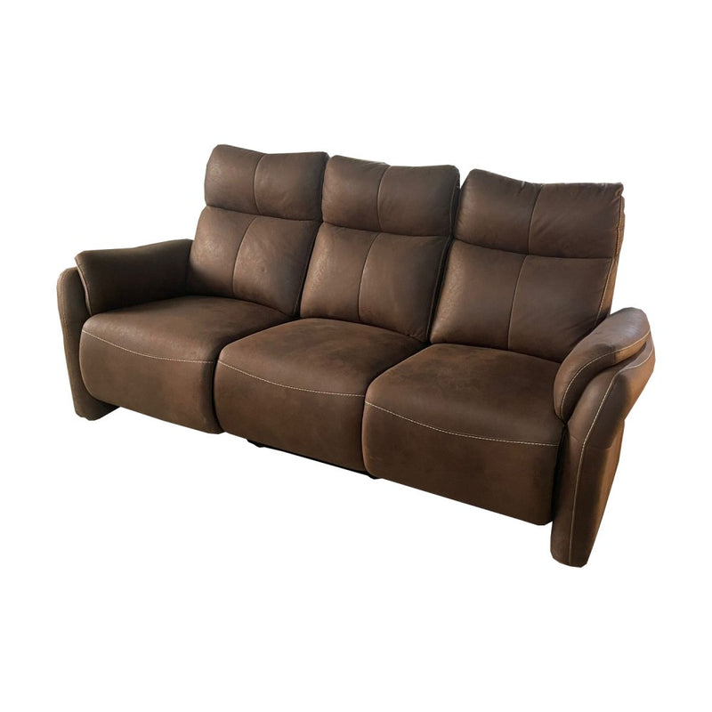 Brown Leather 3-Seater Zero Gravity Power Recliner